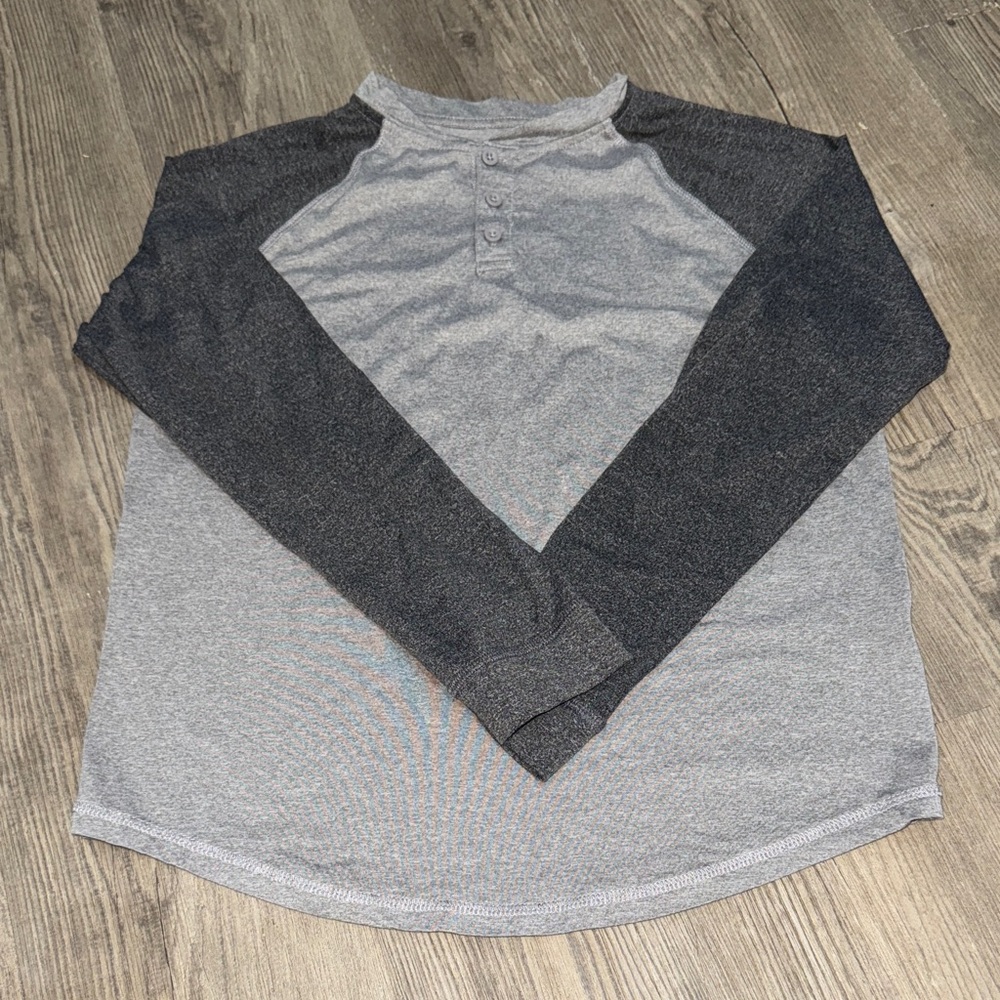 Gray and Black Long Sleeve Kids Tee